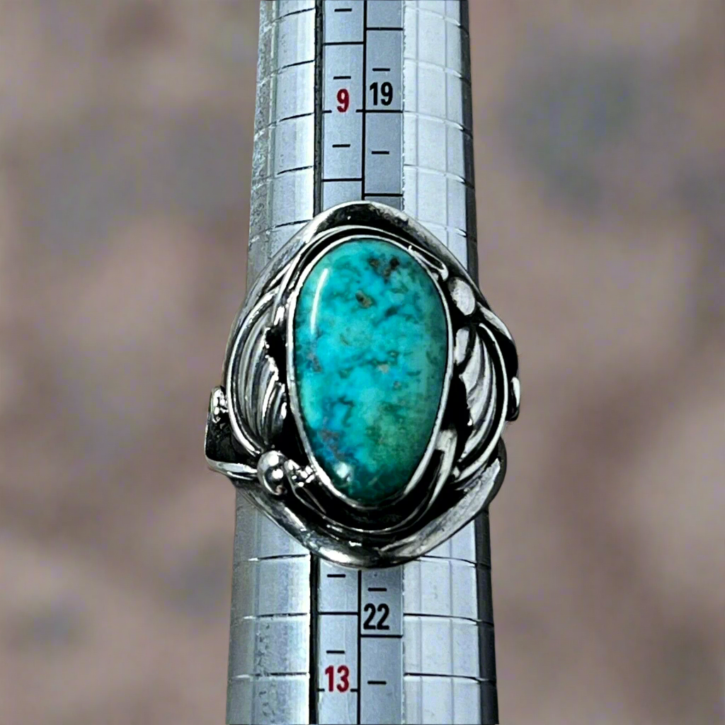 Exquisite Vintage Navajo Turquoise Ring Signed - CP