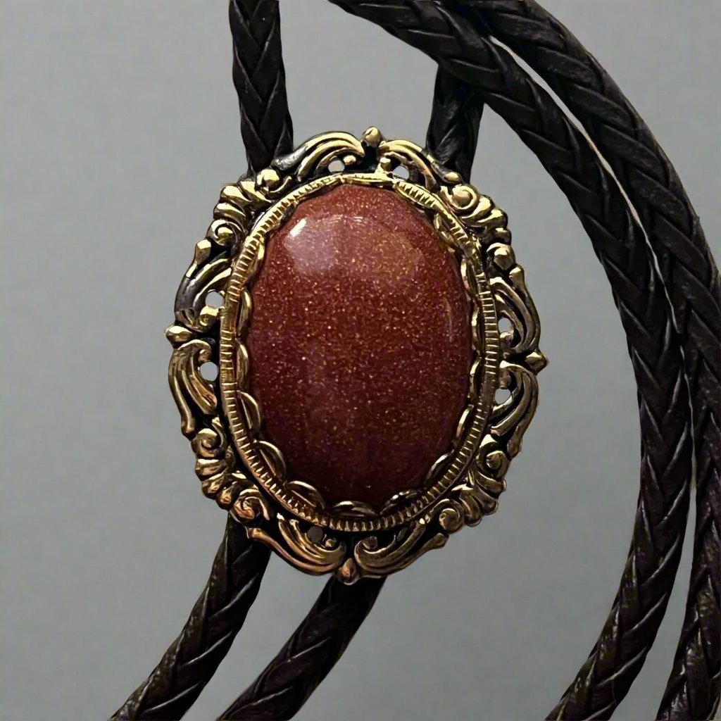 Southwest Vintage - Gold Plated - Goldstone Bolo Tie