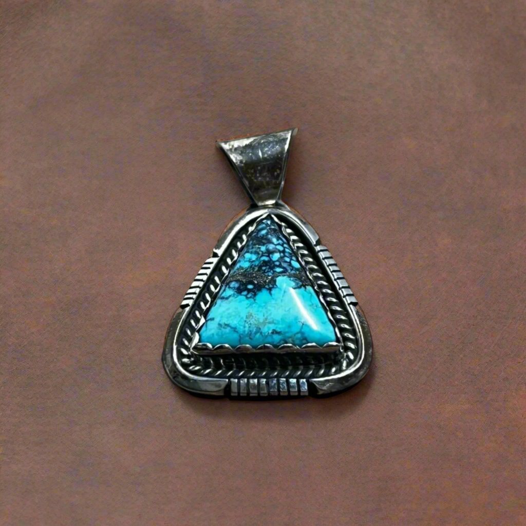 Navajo Sterling Silver Triangular Cut Turquoise Pendant