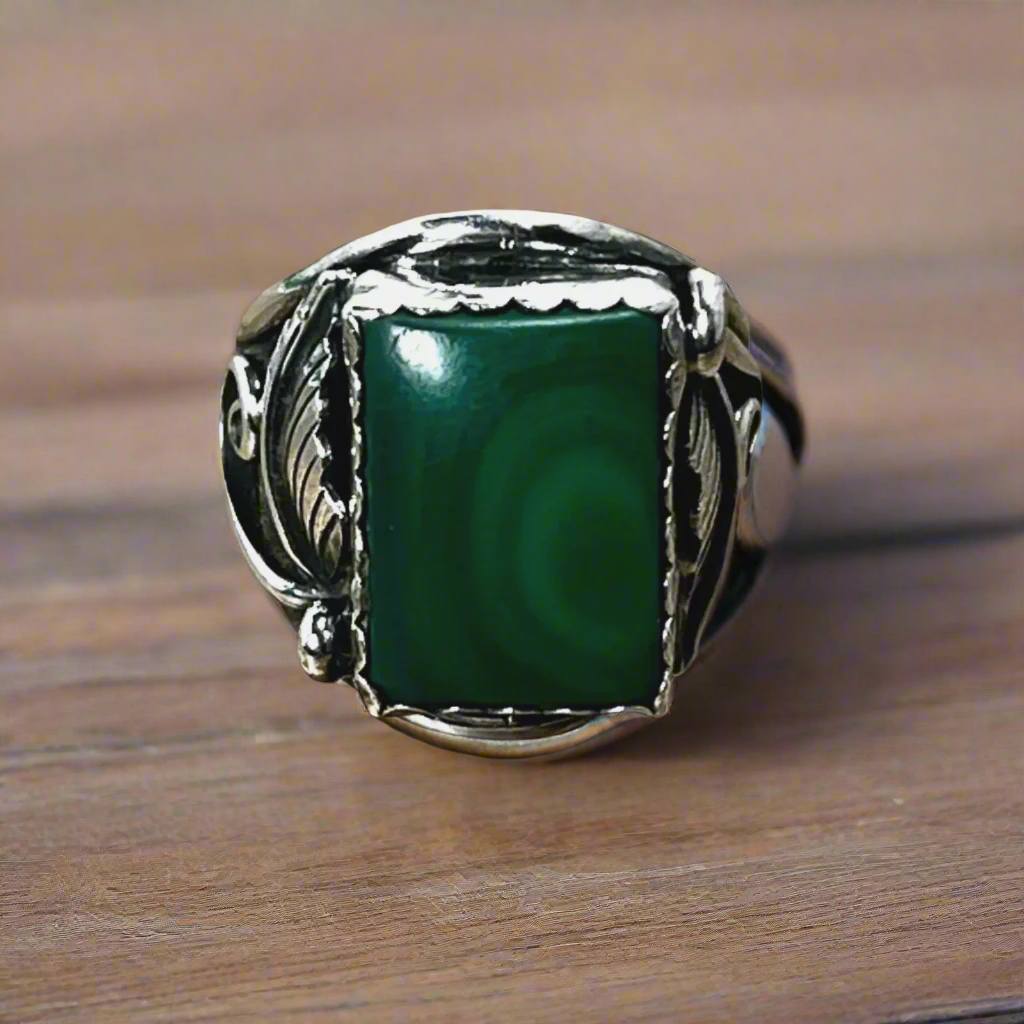 Handcrafted Malachite Navajo Ring