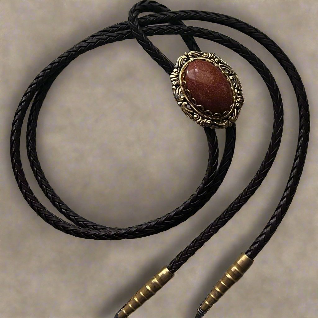 Southwest Vintage - Gold Plated - Goldstone Bolo Tie