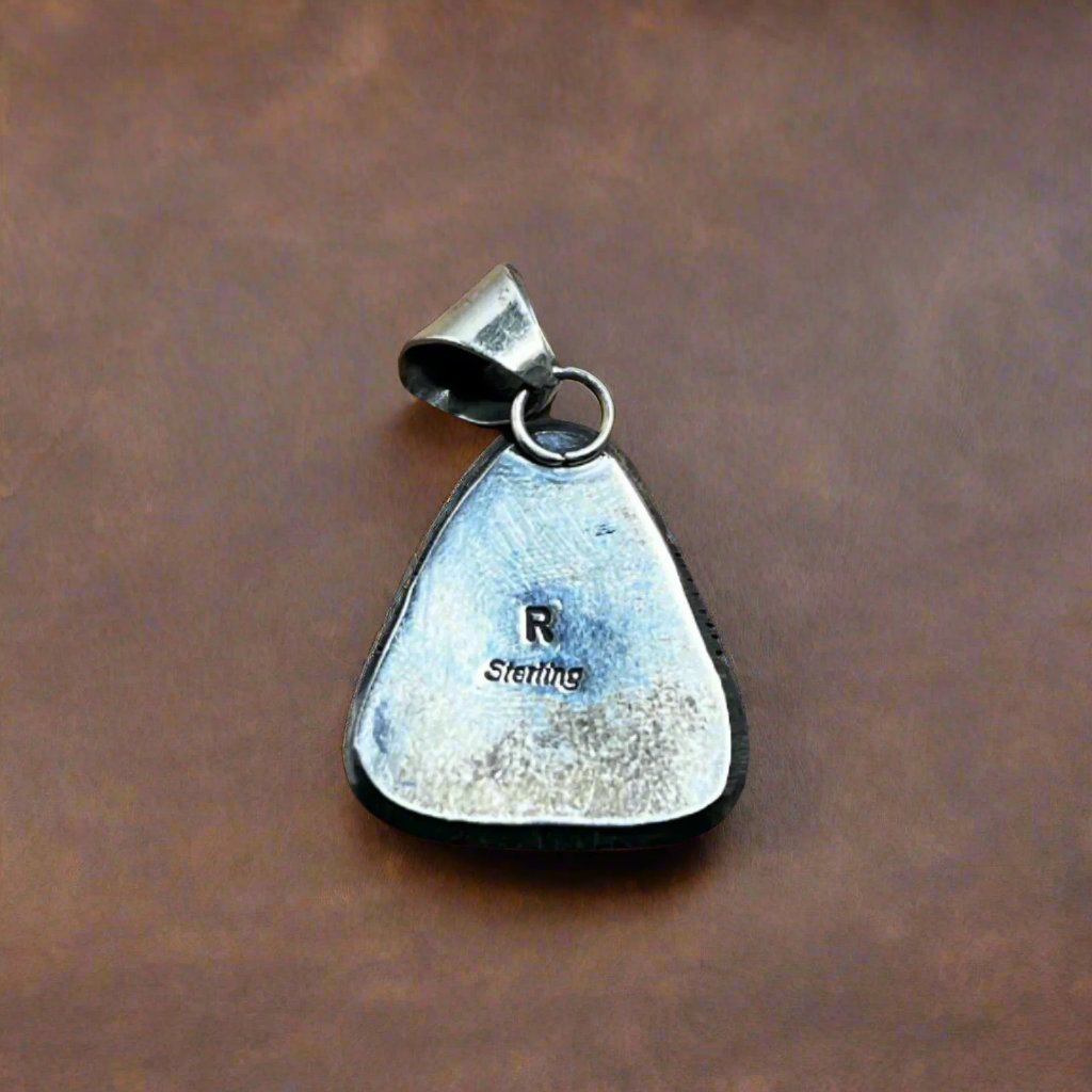 Navajo Sterling Silver Triangular Cut Turquoise Pendant