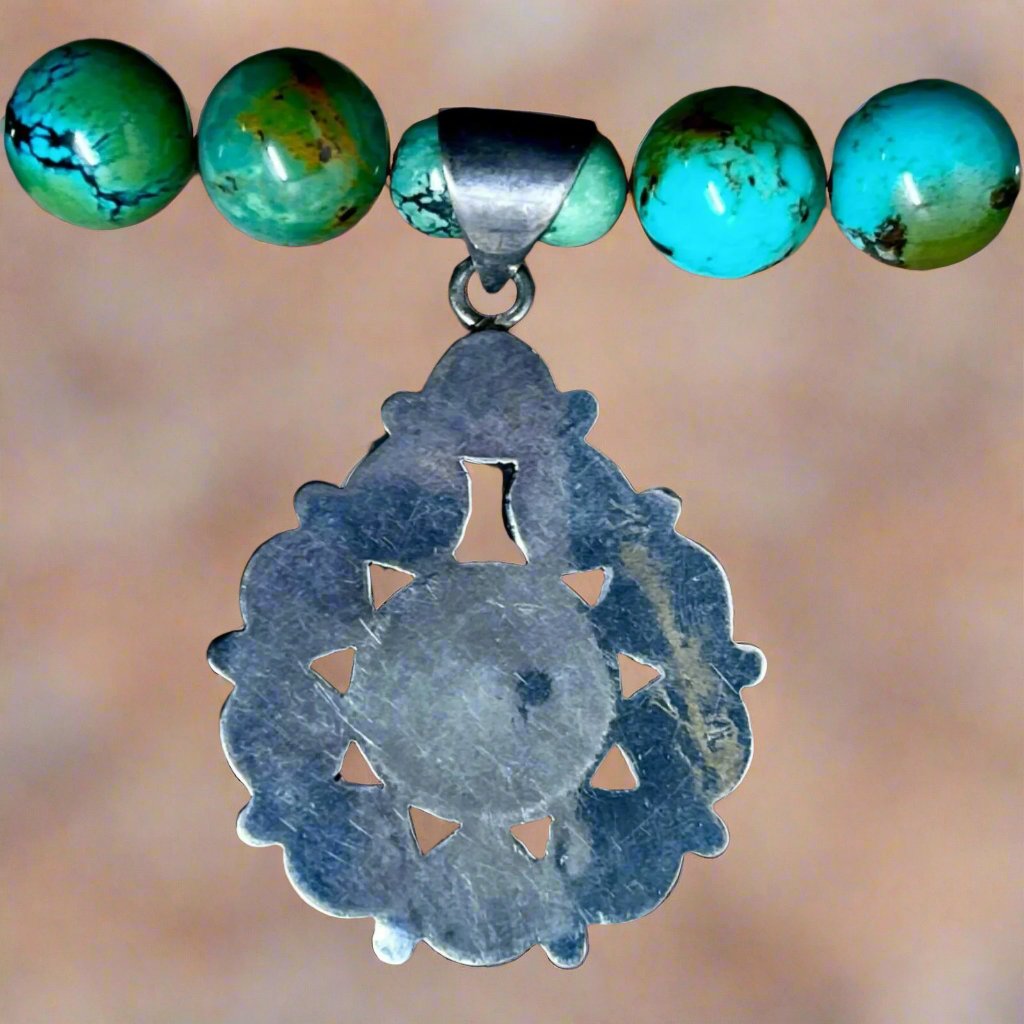 Navajo Turquoise Beaded Necklace and Cluster Pendant